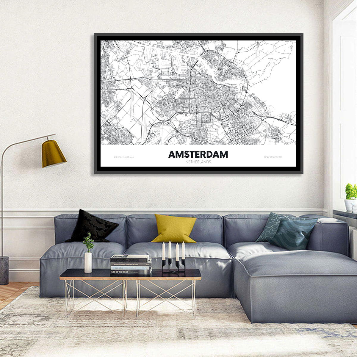 Amsterdam City Map Wall Art