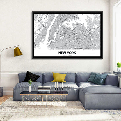 New York Street Grid Map Wall Art