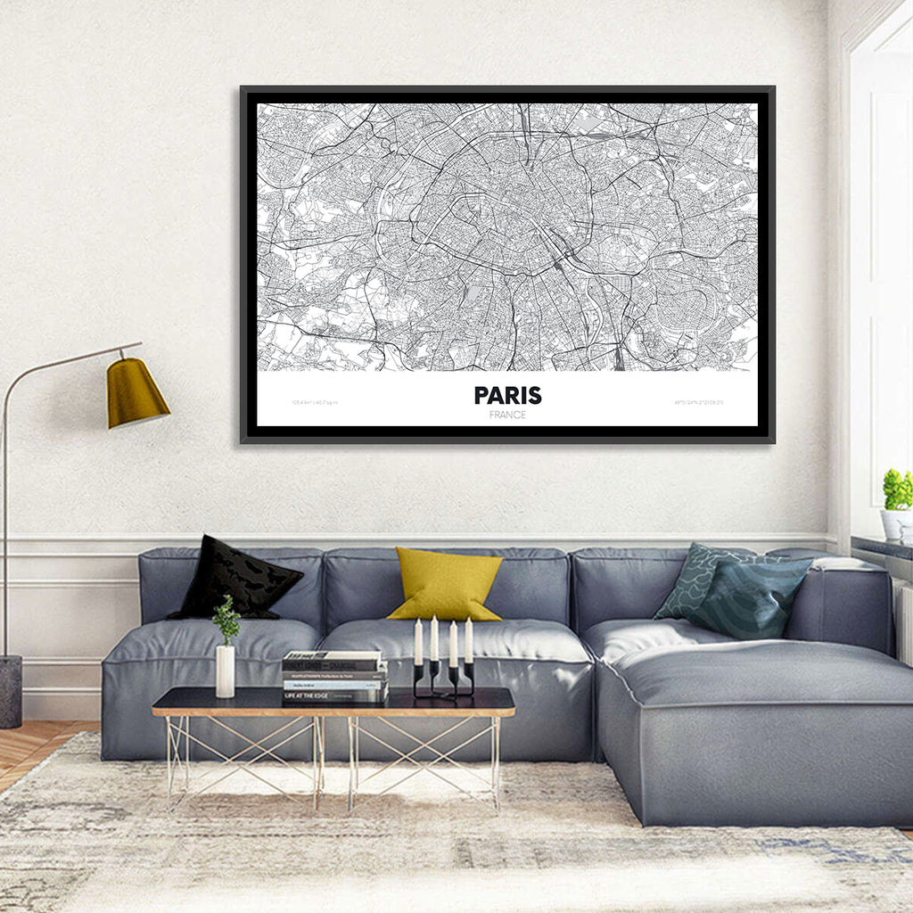 Paris Aerial Map Wall Art