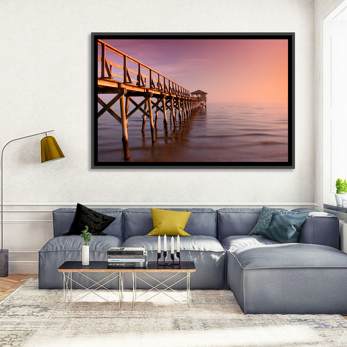 Gulf of Mexico Pier Wall Art in a room, landscape