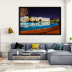 Moonlit Resort Pool Reflection Wall Art