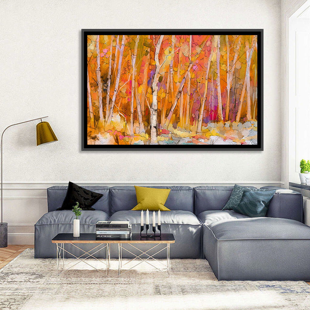 Autumn Birch Grove Painting Wall Art