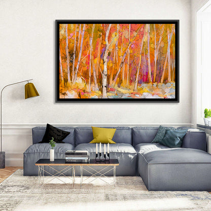 Autumn Birch Grove Painting Wall Art