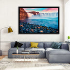 Goðafoss Waterfall at Sunset Wall Art
