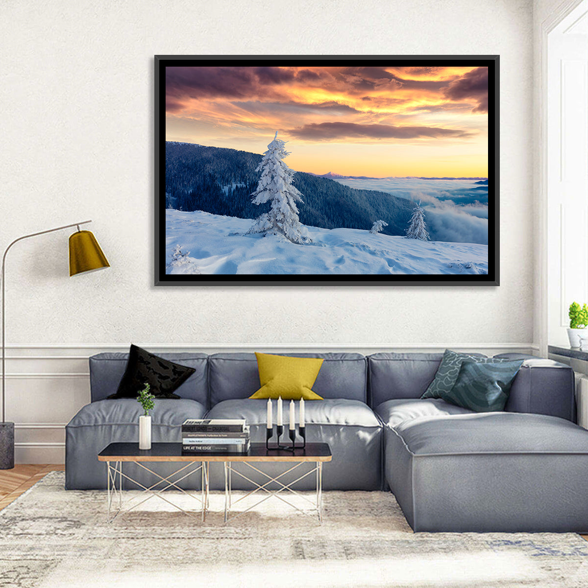 Carpathian Sunrise Wall Art in a room, landscape