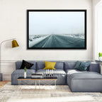 Foggy Winter Mountain Road Wall Art