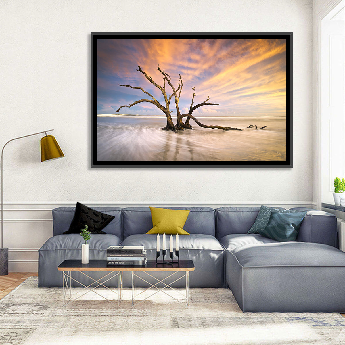 Folly Beach Driftwood Sunset Wall Art