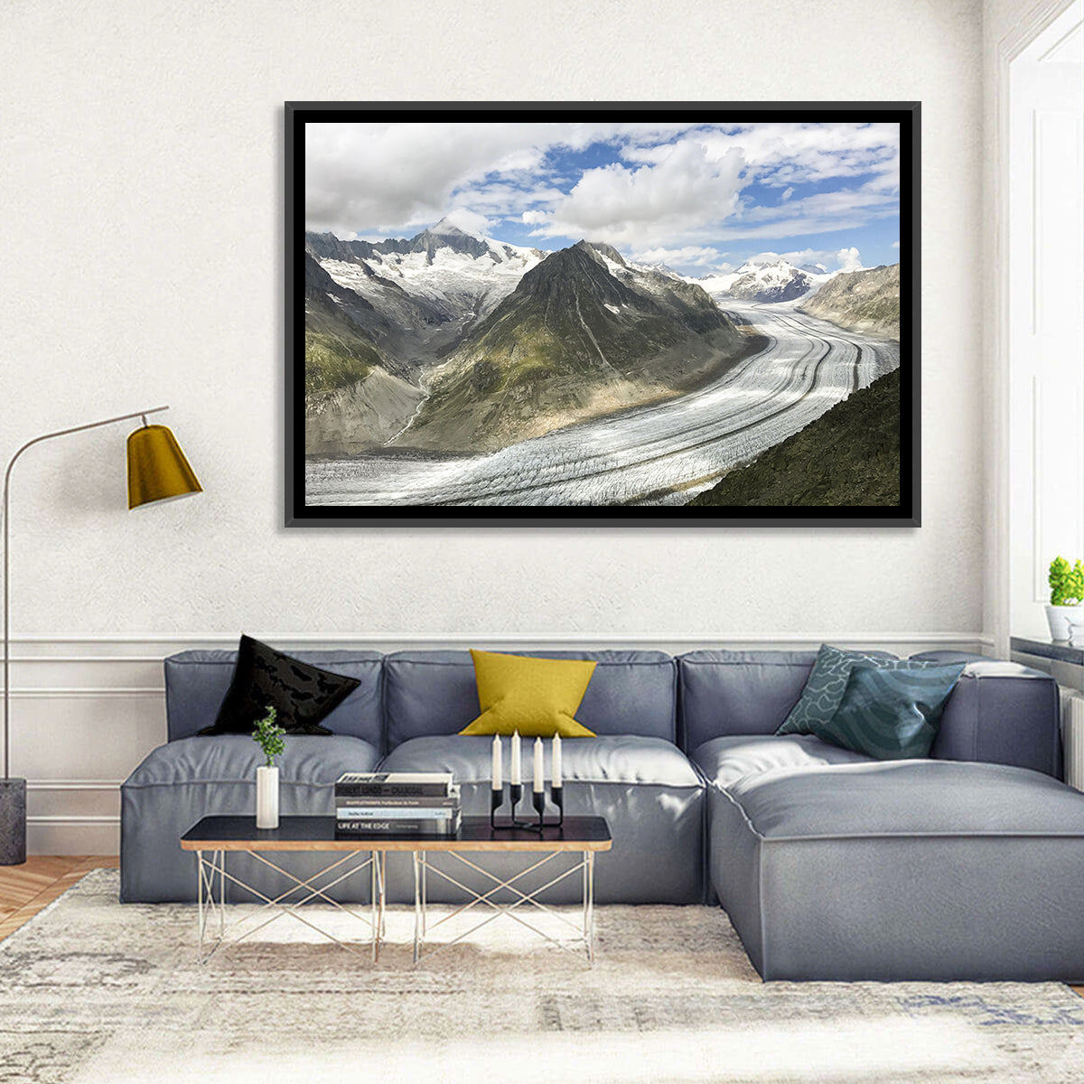 Aletsch Glacier Wall Art in a room, landscape