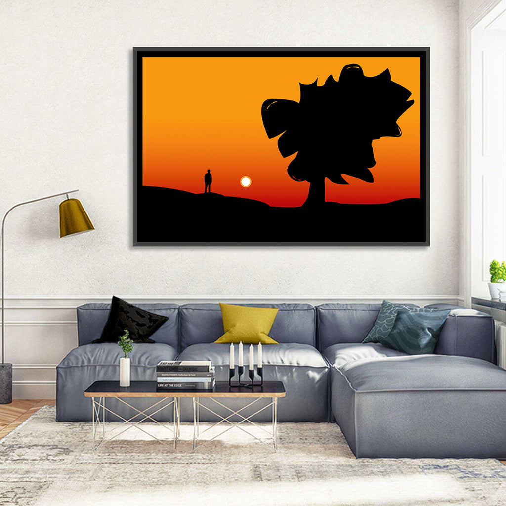 Solitary Sunset Silhouette Wall Art