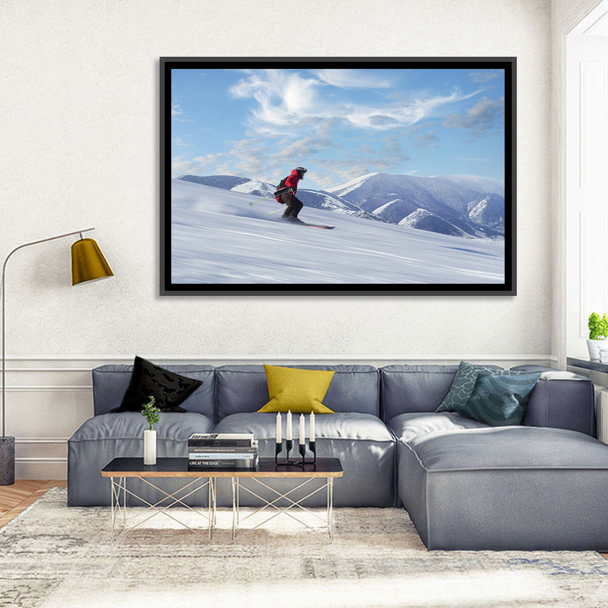 Skier on Snowy Mountain Slope Wall Art