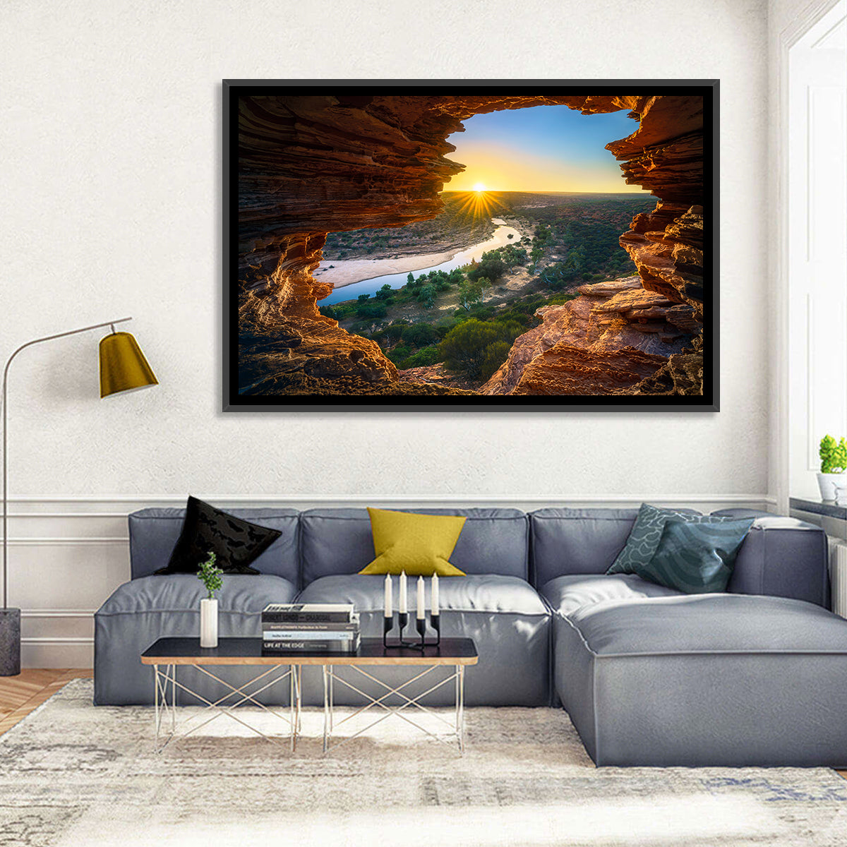 Nature's Window Sunrise, Kalbarri Wall Art in a room, landscape