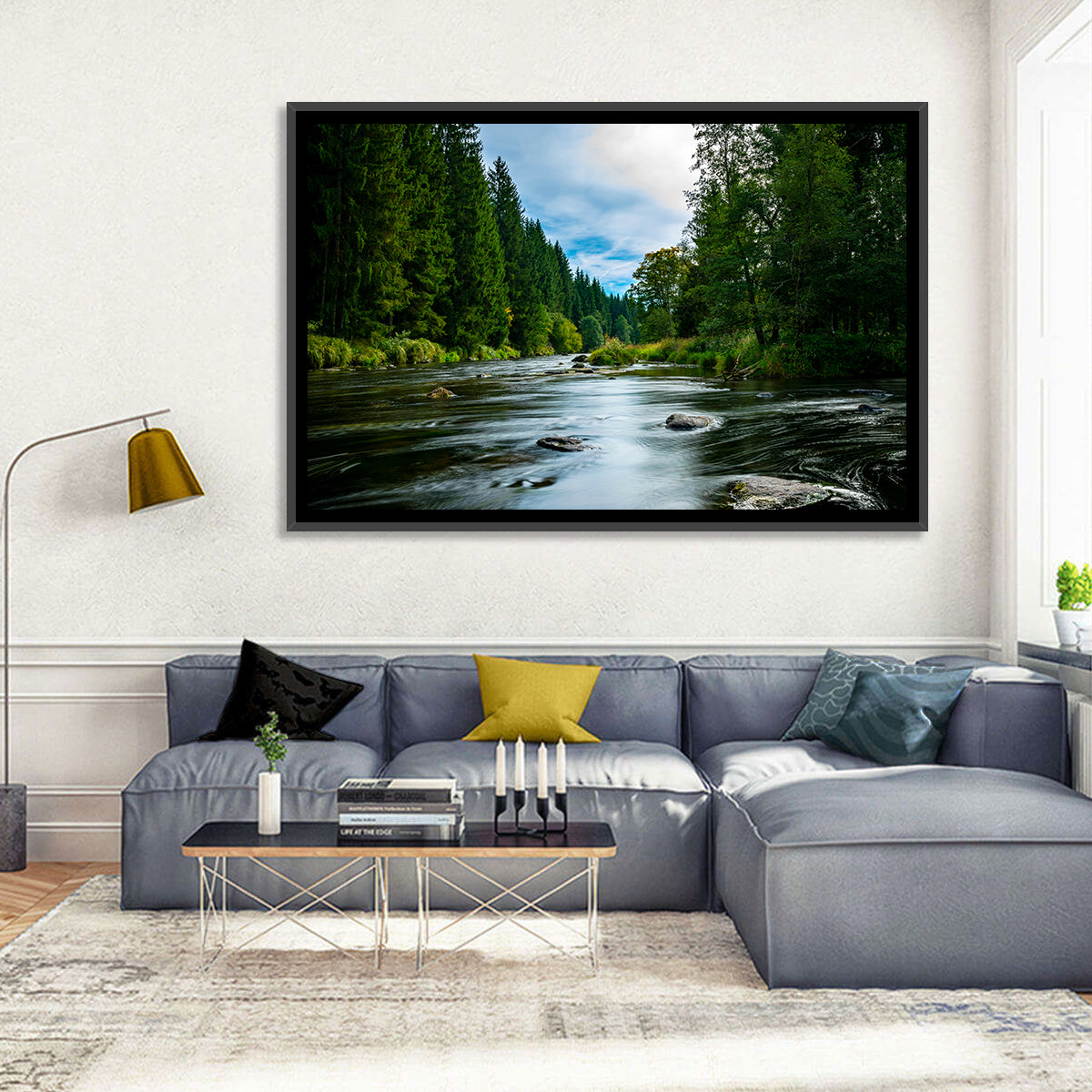 Bavarian Forest River Wall Art in a room, landscape