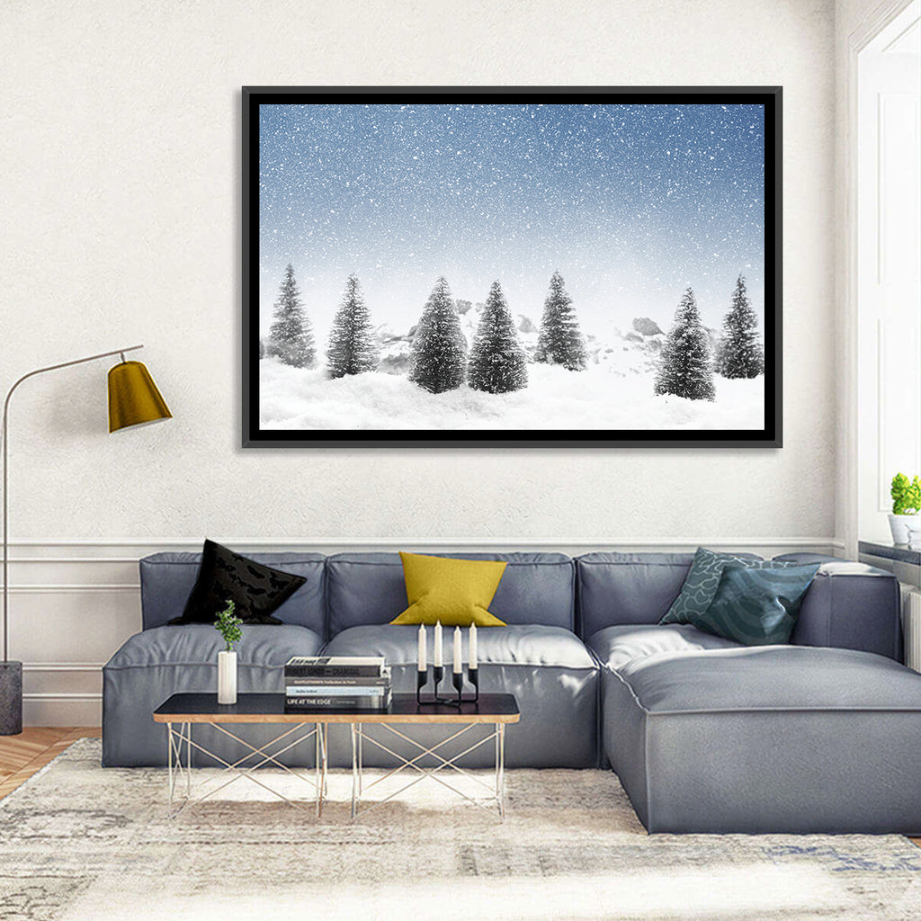 Winter Pine Trees Landscape Wall Art