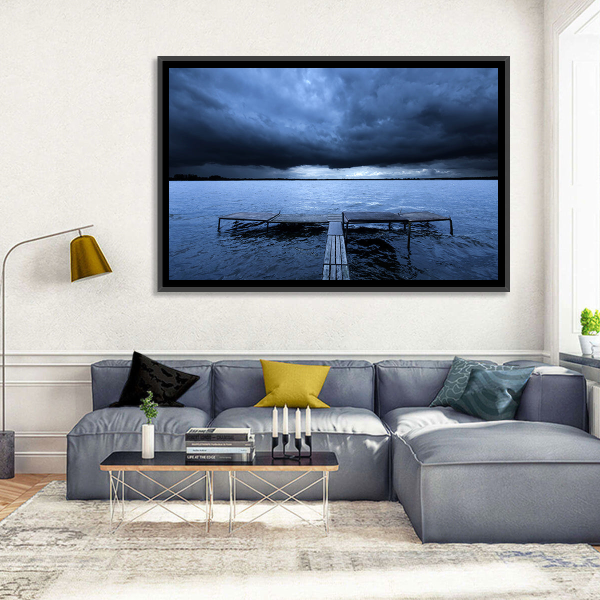 Stormy Lake Pier Wall Art