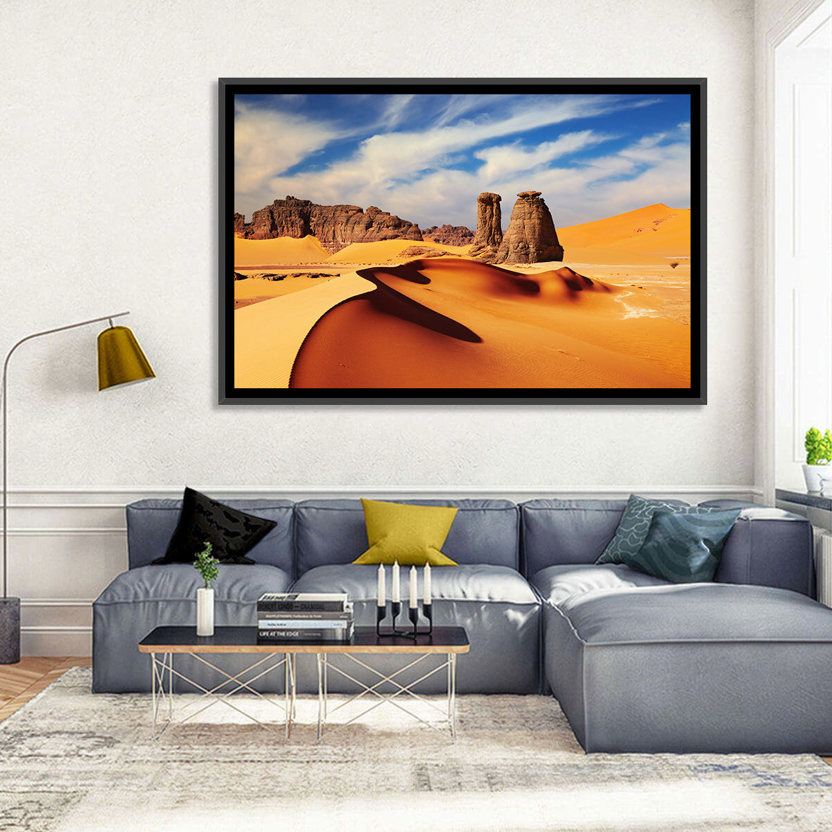 Tadrart Rouge Sand Dunes Wall Art in a room, landscape