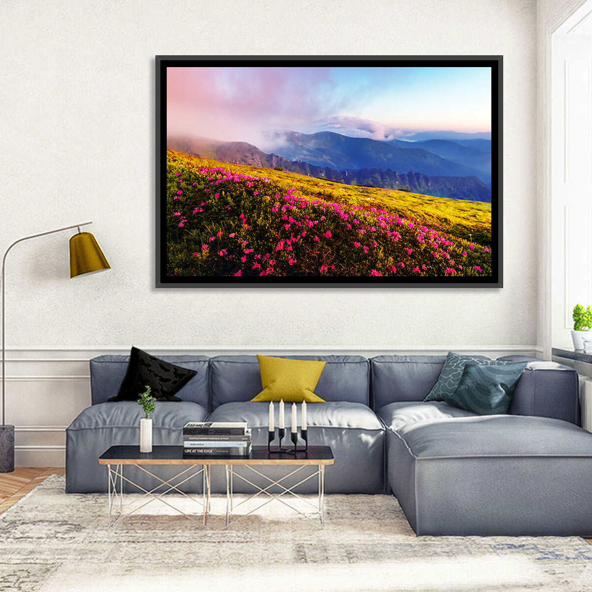 Alpine Rhododendron Meadow at Golden Hour Wall Art