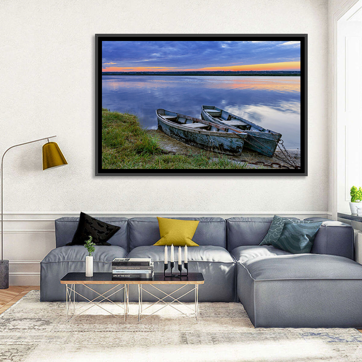 Chained Rowboats at Dusk Wall Art