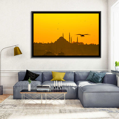 Süleymaniye Mosque Golden Hour Silhouette Wall Art