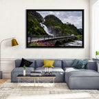 Låtefossen Stone Bridge and Waterfall Wall Art