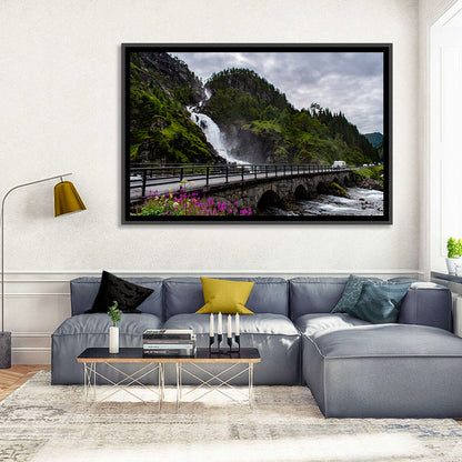 Låtefossen Stone Bridge and Waterfall Wall Art