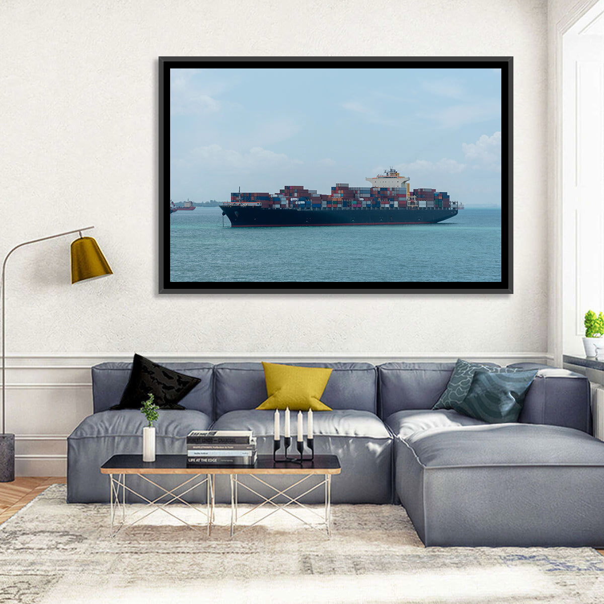 Harbor Container Ship at Sea Wall Art