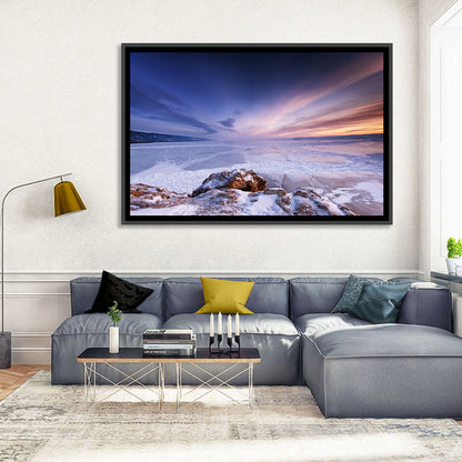 Frozen Lake Ice and Sunset Sky Wall Art