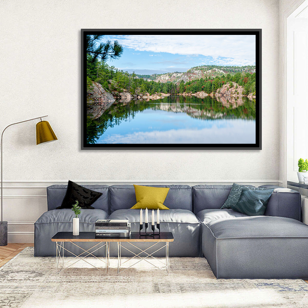 Mirror-quiet Lake and Pines Wall Art