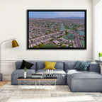 Aerial Desert Suburb with Lakes Wall Art