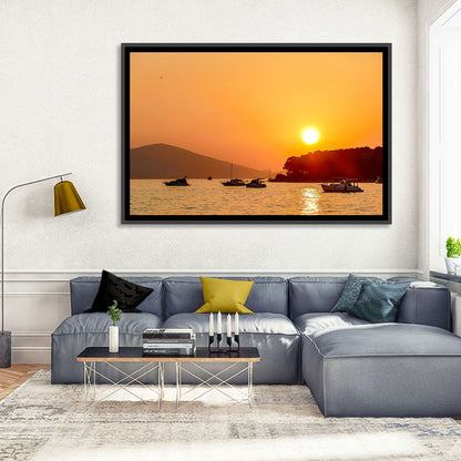 Golden Harbor Sunset Wall Art