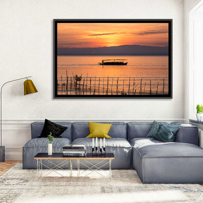 Albufera Sunrise Boat Silhouette Wall Art