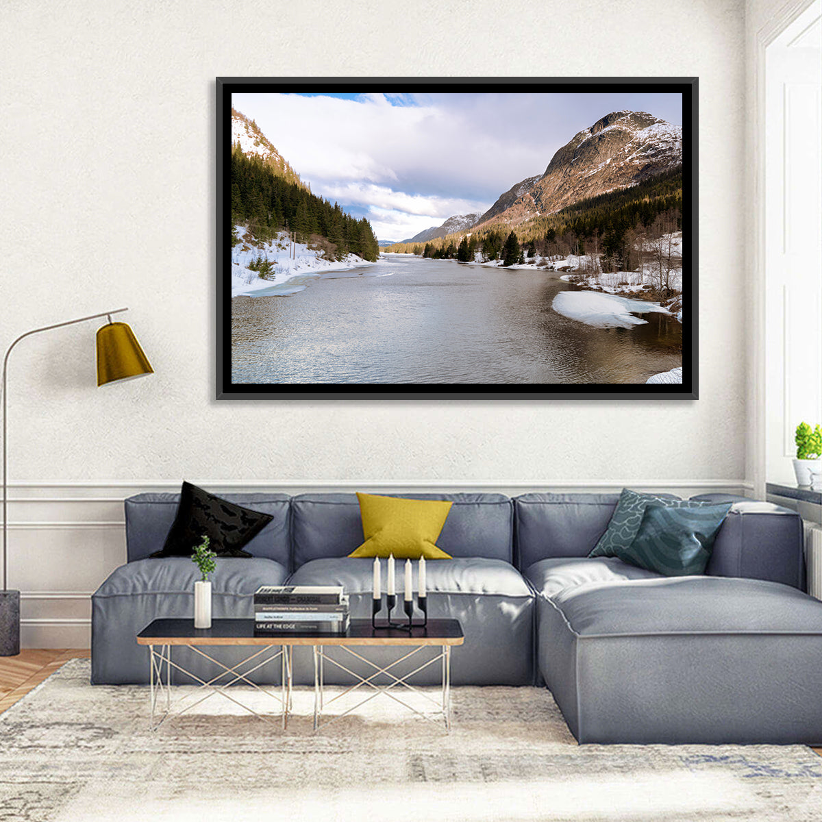 Grungevatn Winter River and Lake Wall Art
