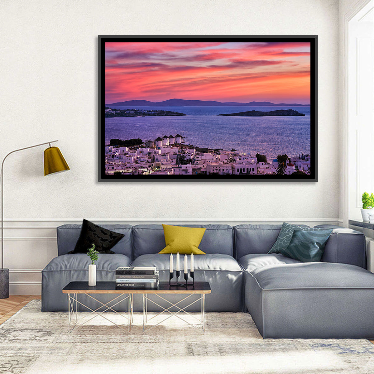 Mykonos Windmills at Sunset Wall Art
