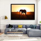 Golden Hour Elephant Silhouette Wall Art