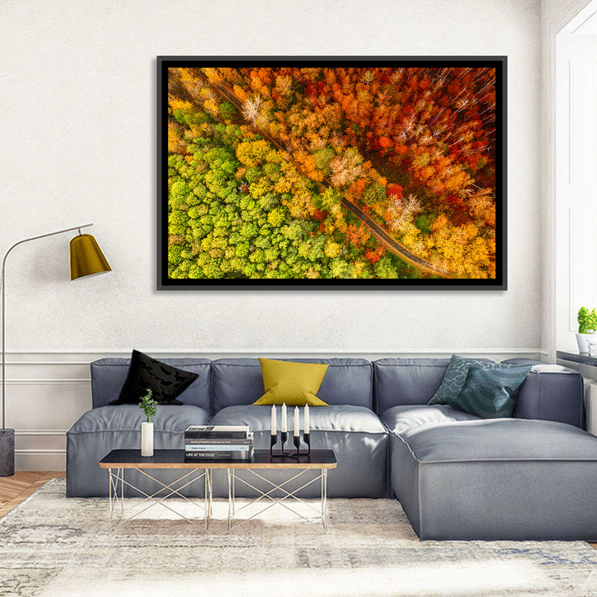 Winding Road Through Autumn Forest Wall Art