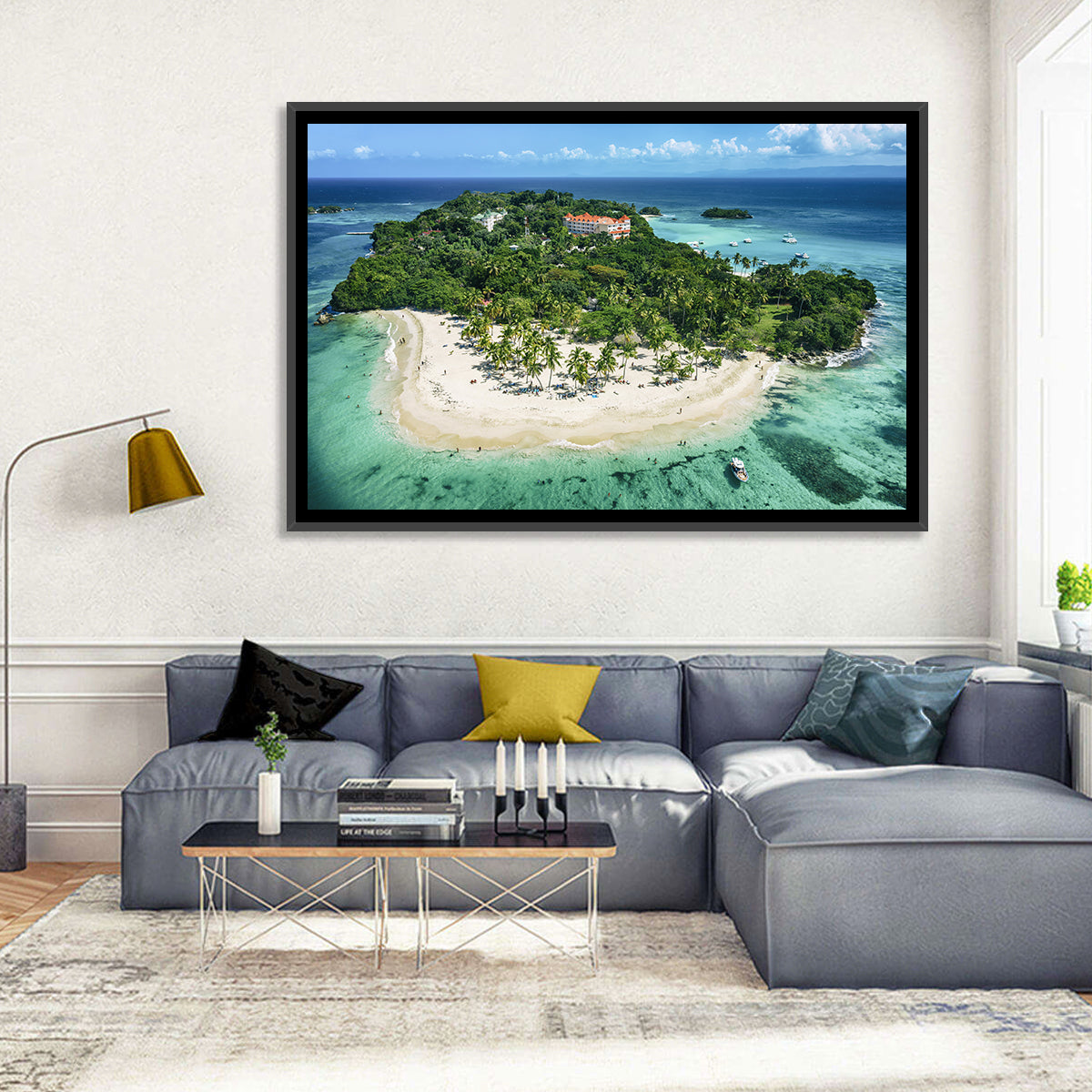 Cayo Levantado Aerial Beach Resort Wall Art in a room, landscape