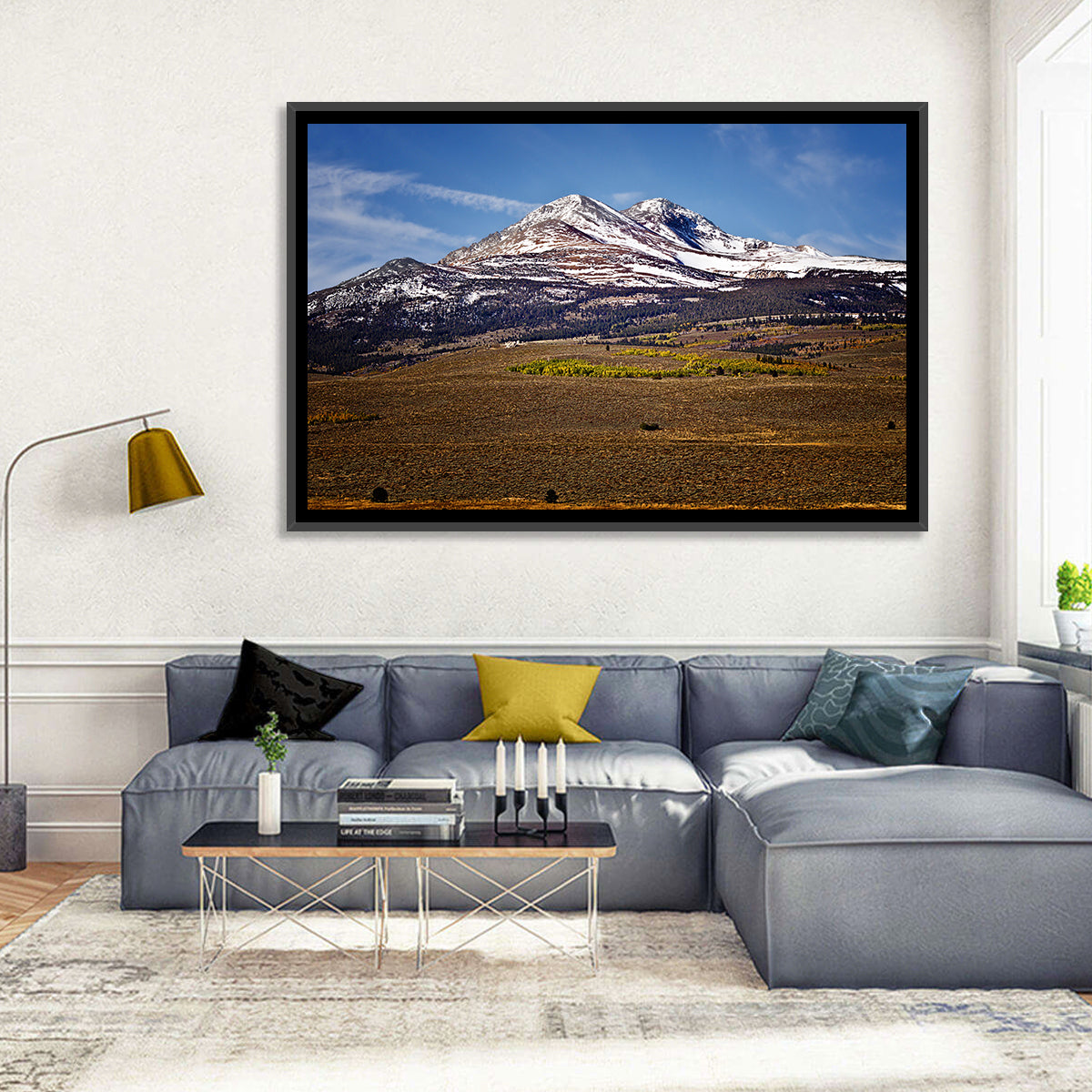 Sierra Nevada Snow Capped Peaks Wall Art in a room, landscape