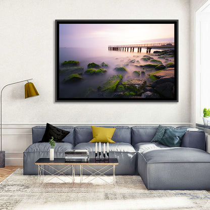 Florya Beach Pier at Lavender Dusk Wall Art