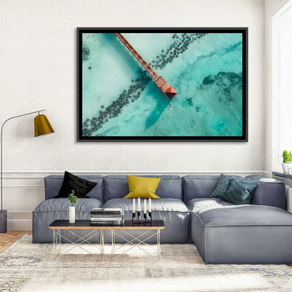 Aerial Red Pier Over Turquoise Water Wall Art