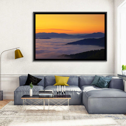 Cloud Sea Over Mountains at Golden Dawn Wall Art
