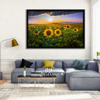 Sunflower Field at Golden Hour Wall Art
