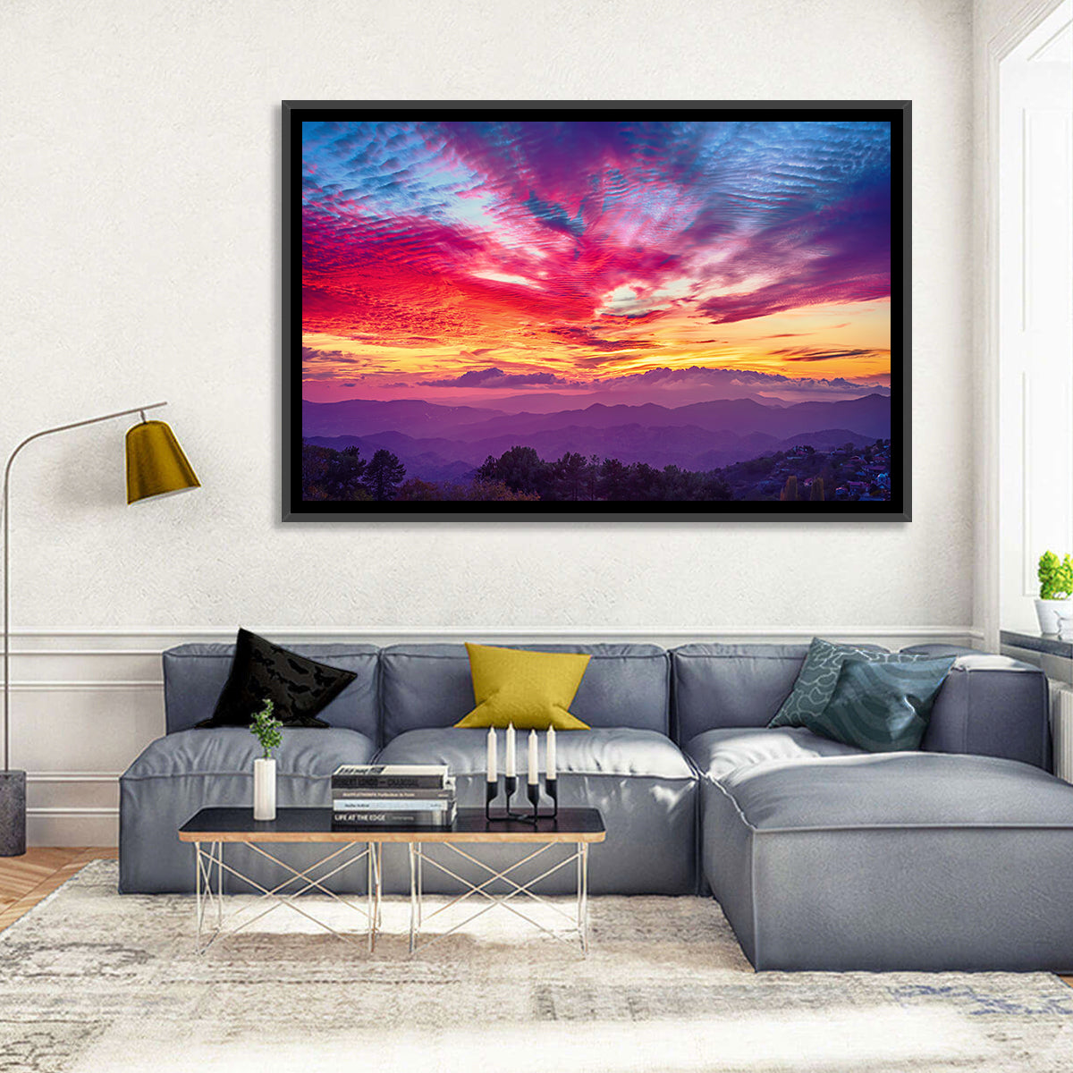 Golden Dusk Cloud Mountains Wall Art