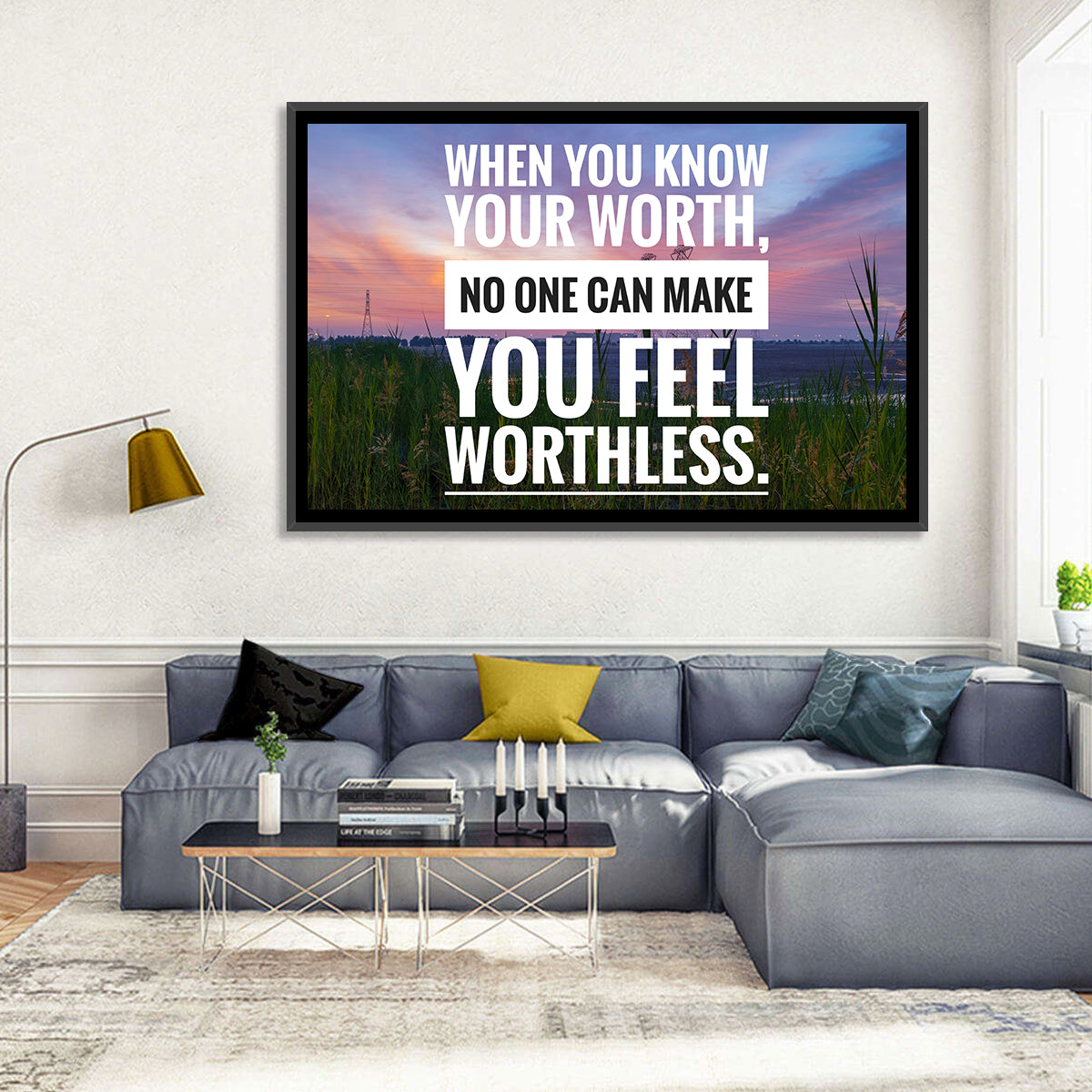 When You Know Your Worth, Golden Hour Wall Art in a room, landscape