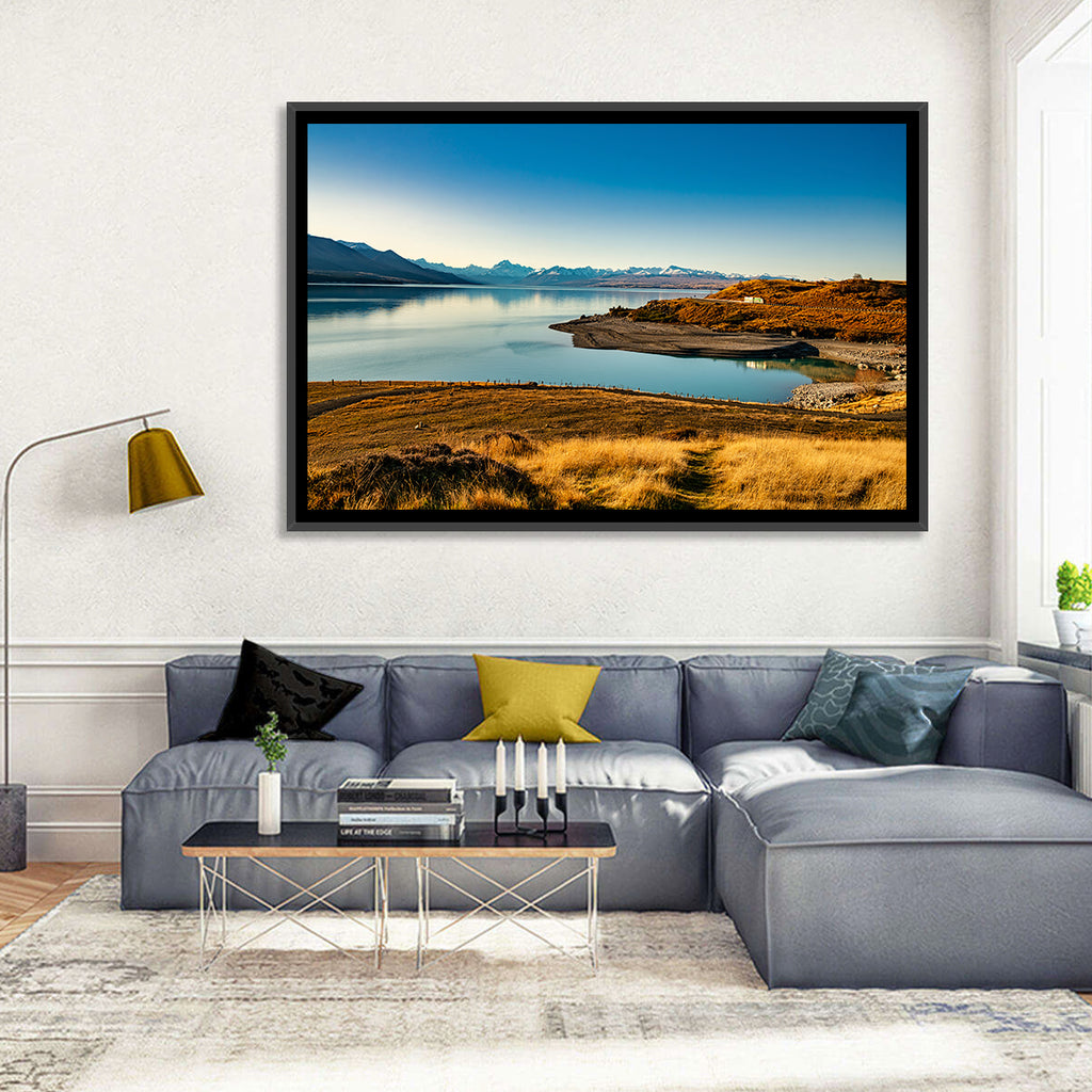 Lake Pukaki Golden Hour with Mount Cook Wall Art