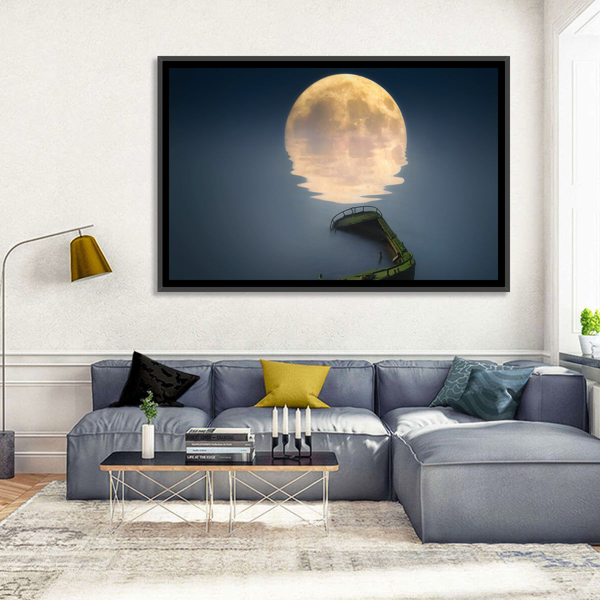 Moonlit Shipwreck Reflection Wall Art