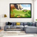 Sunny Mountain Meadow Illustration Wall Art