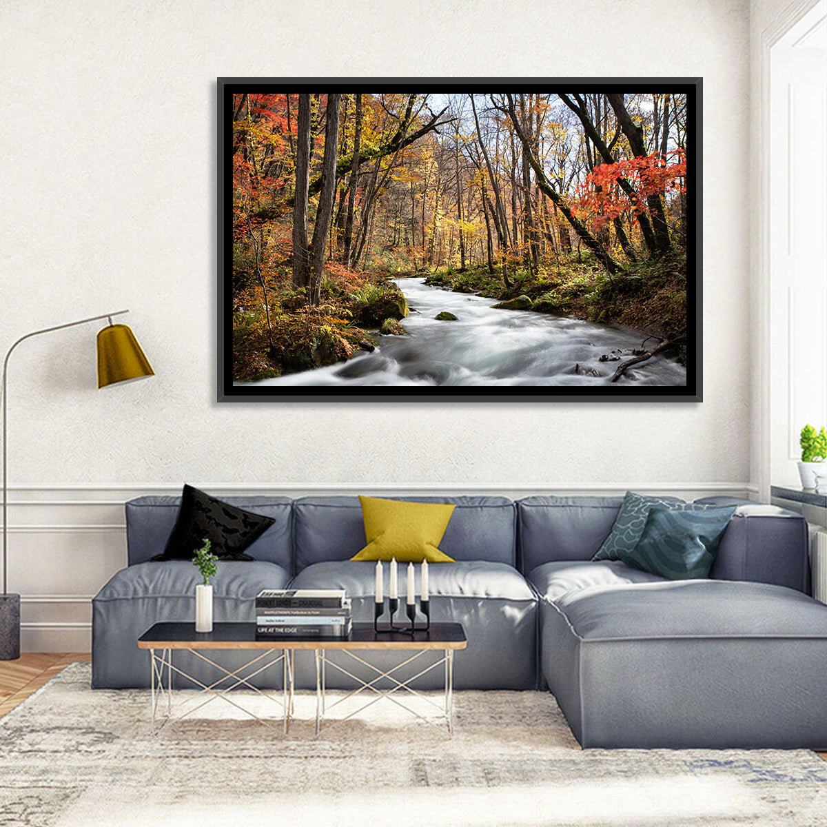 Sunlit Forest Stream Wall Art