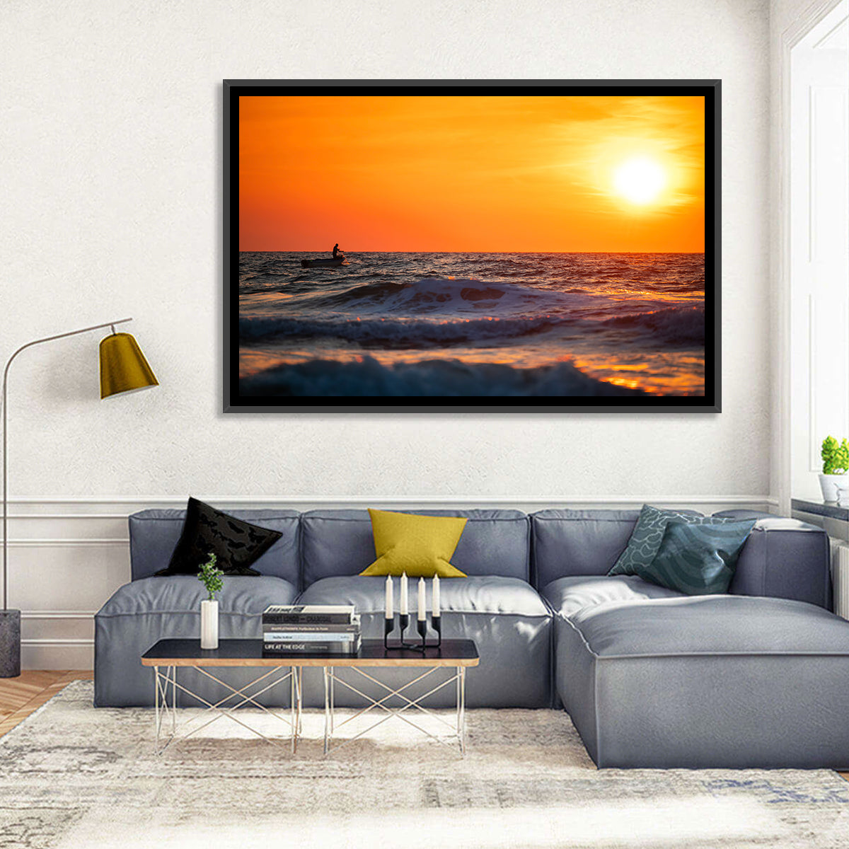 Sunset Fisherman Wall Art