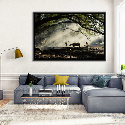 Village Morning with Buffalo Wall Art