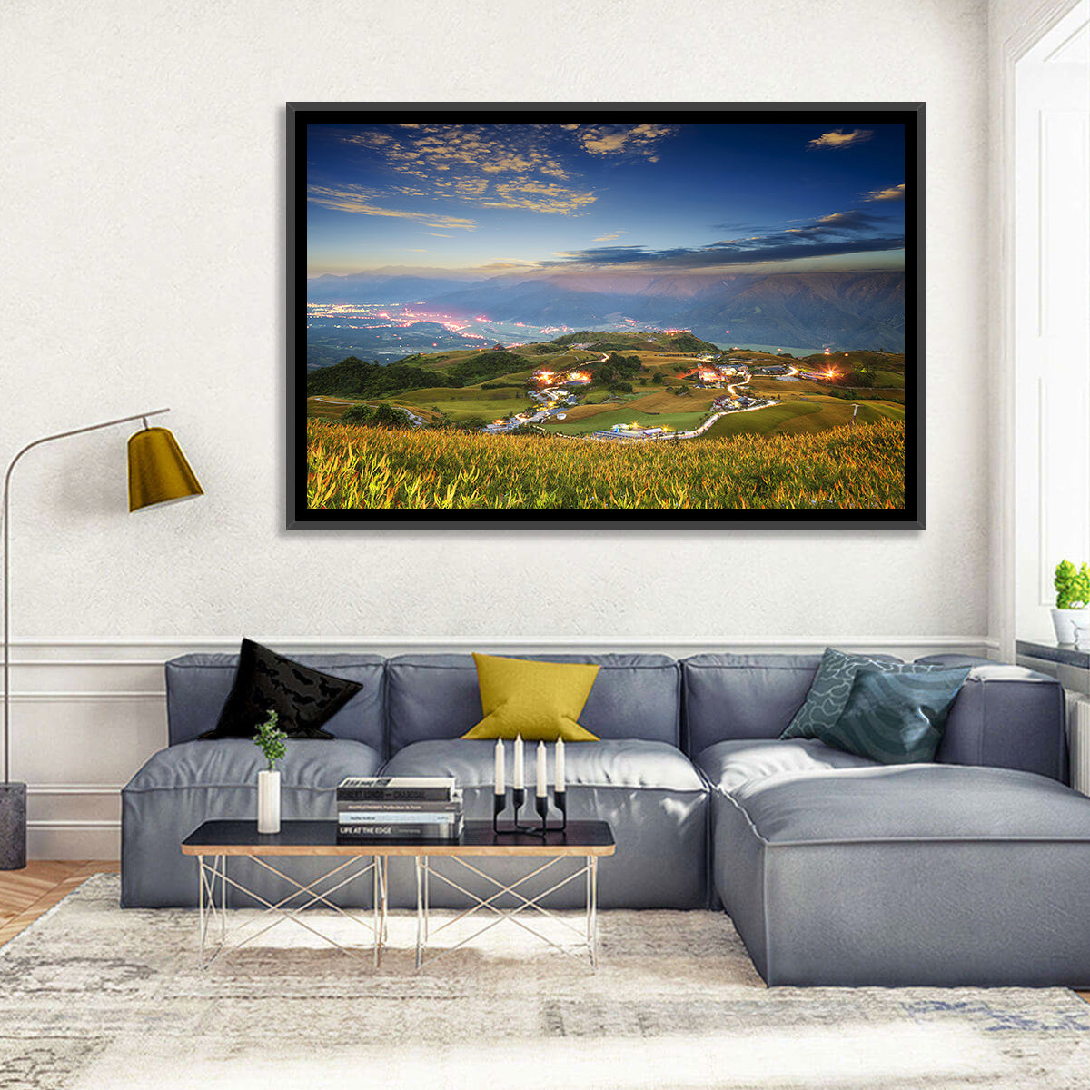 Sixty Stone Mountain Nightscape Wall Art in a room, landscape