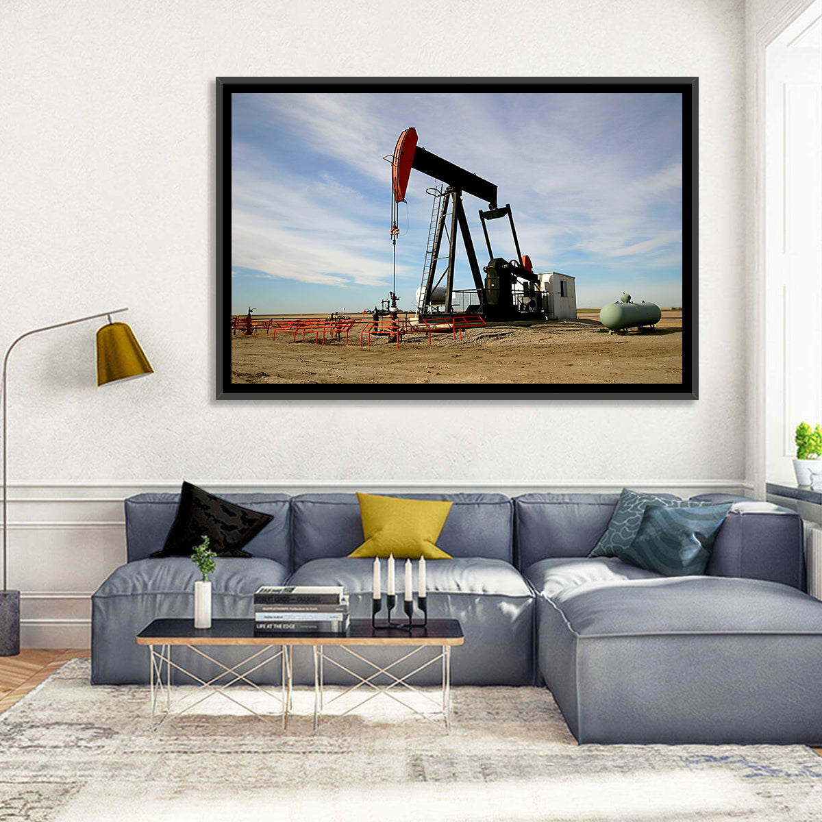Pump Jack with Storage Tank Wall Art in a room, landscape